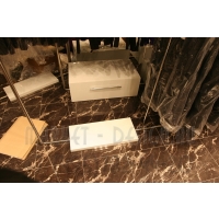 Ящики под товар и полки из окрашенного МДФ для стендеров из нержавейки в магазин одежды