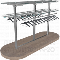 Остров для продажи одежды с стеклянными полками
