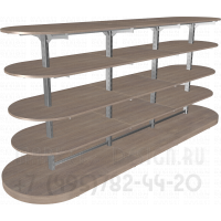 Островная гондола для магазина с полукруглыми полками