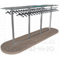 Островная гондола для выкладки одежды.