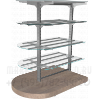 Островная стойка с стеклянными усиленными полками