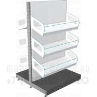 Кондитерский двусторонний стеллаж с полками лотками