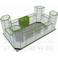 Островной павильон для расположения в торговых помещениях вид сзади