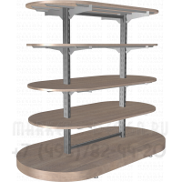 Островной стеллаж для магазина с полукруглыми усиленными полками