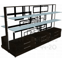 Островной стеллаж гондола с подтоварной тумбой для косметики