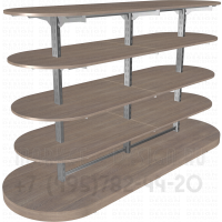 Островной стеллаж гондола с полукруглыми деревянными полками