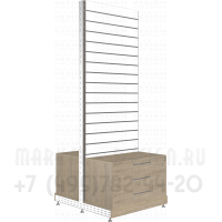 Островной стеллаж с экономпанелью и подтоварной тумбой три ящика