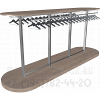 Островной стеллаж с вешалами для магазина одежды