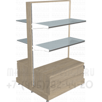 Островной торговый стеллаж с матовыми полками
