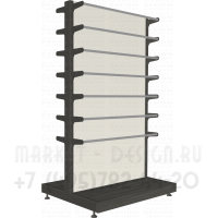 Островной торговый стеллаж с задней стенкой для обоев