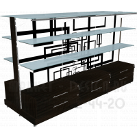 Островные стеллажи для парфюмерии с тумбой