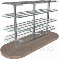Овальные стеллажи с стеклянными полками без задних стенок