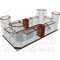 Павильон стеклянный с угловыми витринами для установки в внутри помещений