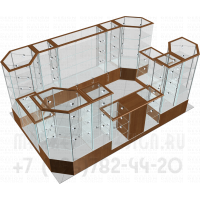 Павильон торговый из стекла с регулировкой полок в ТЦ