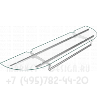 Полка для стеллажа закругленная прозрачная с перекладиной