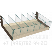 Полка с перегородками из стекла