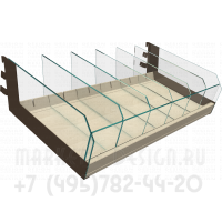 Полка с перегородками из стекла