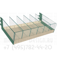 Торговая стеклянная полка с перегородками