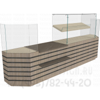 Прилавки  для хлебного отдела с угловыми витринами для продажи хлеба