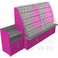 Прилавок для мармелада на 60 ячеек с полкой для леденцов