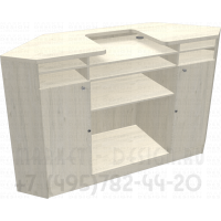 Угловой прилавок ресепшен с местом для кассового аппарата вид с задней стороны
