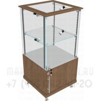 Стеклянный прилавок с накопителем с распашной дверцей