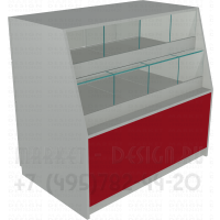 Прилавок с столешницей с двумя выдвижными полками разделёнными на ячейки