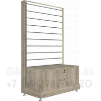 Пристенный стеллаж с тумбой распашные дверки