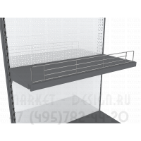 Прямая полка с металлически ограничителем для торгового стеллажа