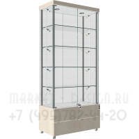 Прямоугольная стеклянная витрина с тумбой с выдвижными ящиками