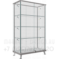 Прямоугольная усиленная витрина со стеклянными полками