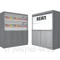 Шкаф торговый двухуровневый складные дверки для продажи вейпа с тумбой распашные дверцы