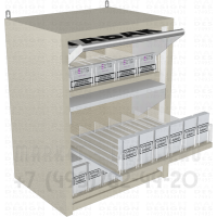Сигаретный трехуровневый шкаф в открытом состоянии