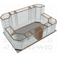 Стеклянный односторонний остров для торговых помещений