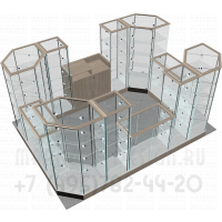 Стеклянный остров для торговых помещений вид сзади