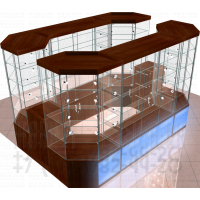Стеклянный островной павильон для кожгалантереи