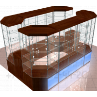Стеклянный островной павильон для кожгалантереи