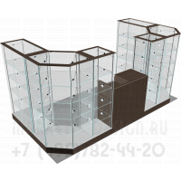 Стеклянный пристенный остров для торговых помещений