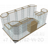 Стеклянный торговый остров для установки в внутри помещения