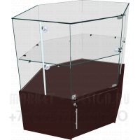Стеклянный угловой прилавок с клееным стеклом