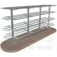 Стеллаж остров с стеклянными полками