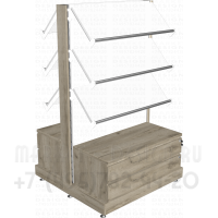 Стеллаж островной с наклонными полками и тумбой