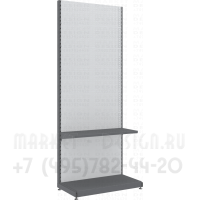 Стеллаж пристенный металлический с перфорацией и полкой