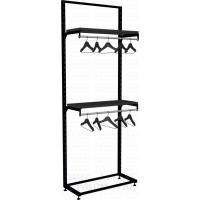 Стеллаж с двумя полками и перекладинами для одежды