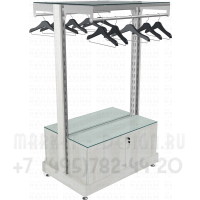 Стеллаж без задней стенки со стеклом на тумбе с распашными дверками