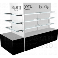 Стеллажи островные для торговли косметикой и парфюмерией