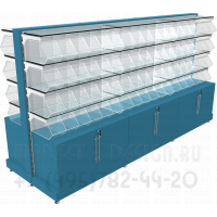 Стеллажи островные кондитерские с диспенсерами