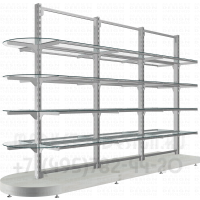 Стеллажи островные без стенки с полукруглыми полками