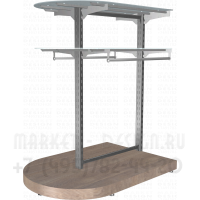 Стойка для магазина одежды с двумя стеклянными полками