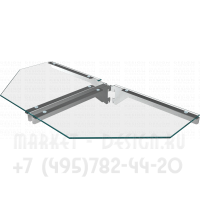Торцевая стеклянная полка для островного стеллажа